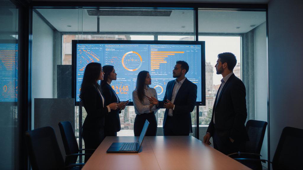 Team di consulenti che analizza grafici e dati in un ufficio moderno a Roma